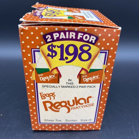 NEW Vtg Leggs Regular Pantyhose 2 Pair Sheer Toe SunTan Nylon Size Queen - Picture 3 of 8